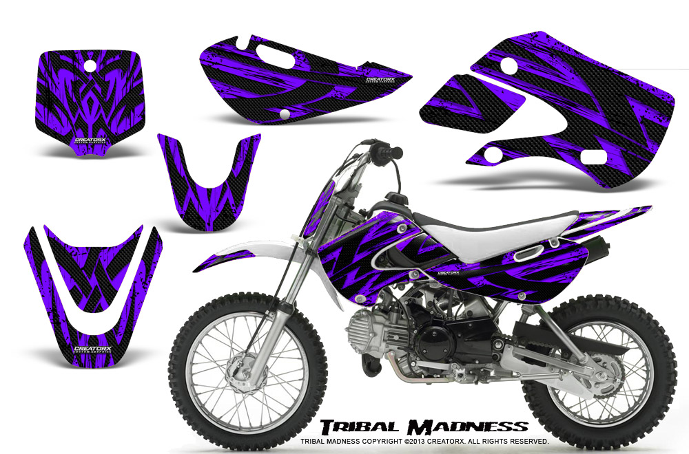 Kawasaki KLX110 KX65 Graphics Kit Tribal Madness Purple